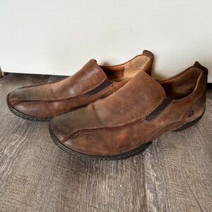 Born Men's Rustic Brown Leather Loafers